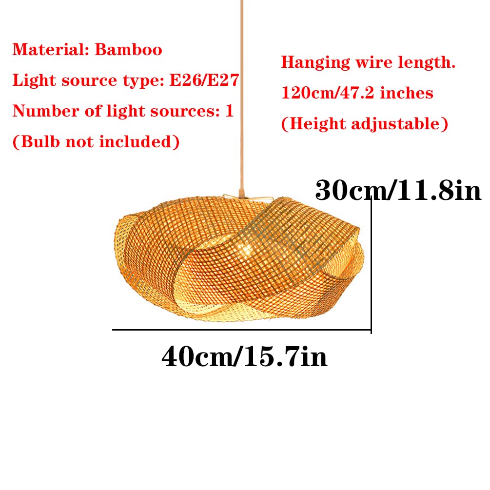 Lampada A Sospensione in bambù, Luci in Rattan Lampada A Sospensione Personalizzata Creativa Lampadario in Vimini Naturale Intrecciato A Mano Soffitto A Nido D'uccello per Sala Riunioni