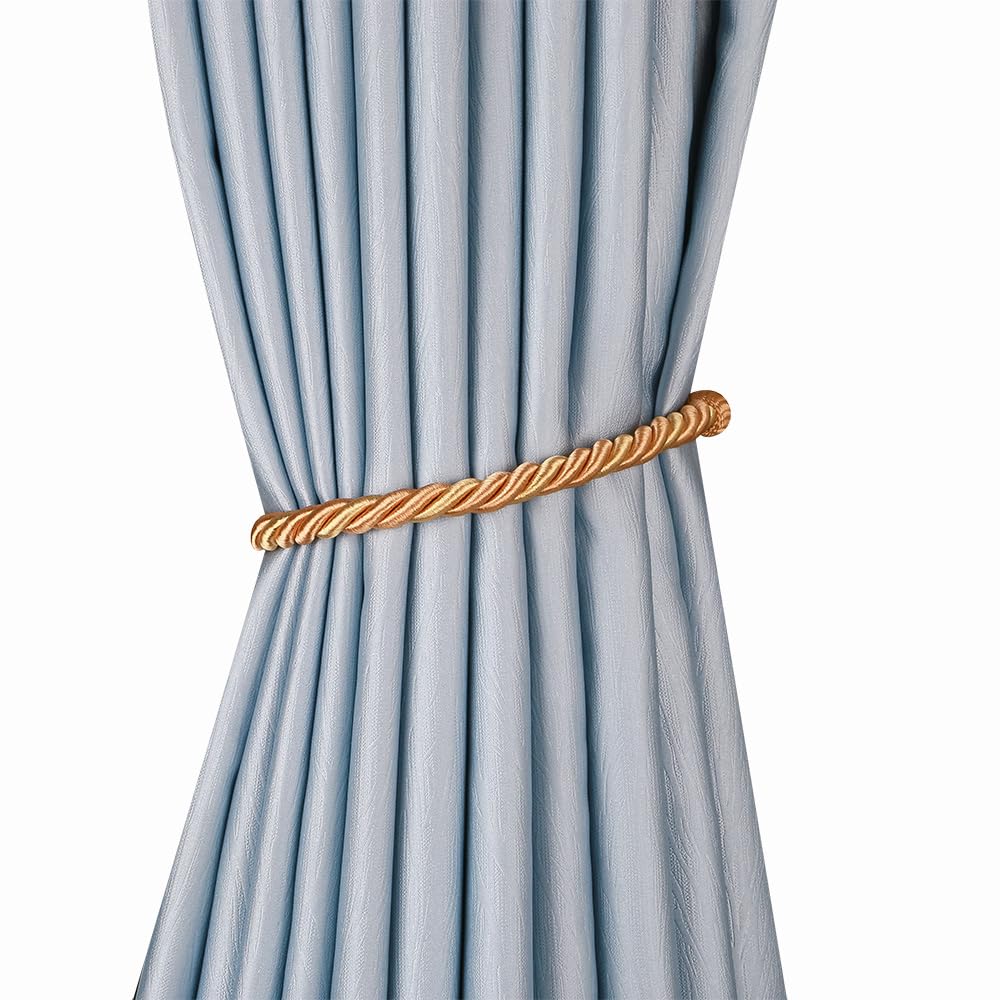 Alzapaños para Cortinas 1 Abrazadera de Cortina Tejida a Mano con Hebilla Dorada, Accesorio Decorativo for el hogar(Flaxen)