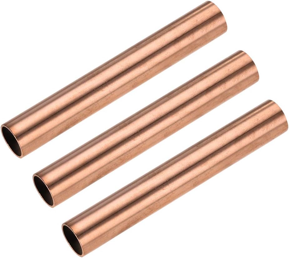 sourcing map Copper Round Tube, 15mm OD 1mm Wall Thickness 100mm Length Straight Pipe Tubing 3 Pcs
