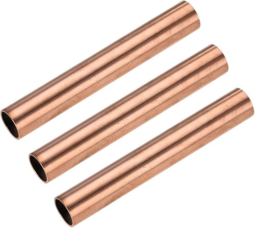 uxcell Tubo redondo de cobre, 0.591 in OD 0.039 in espesor de pared 3.937 in longitud tubo recto tubo 3 piezas
