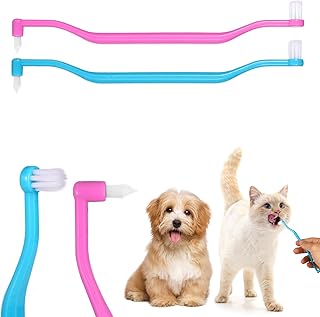 Pack of 2 Double-Sided Cat Tooth Brushes, Kitten Tooth Brush with Micro Brush Head and Curved Handle, Dental Care Accessories for Cats to Reduce Plaque Tartar Formation and Bad Breath product image