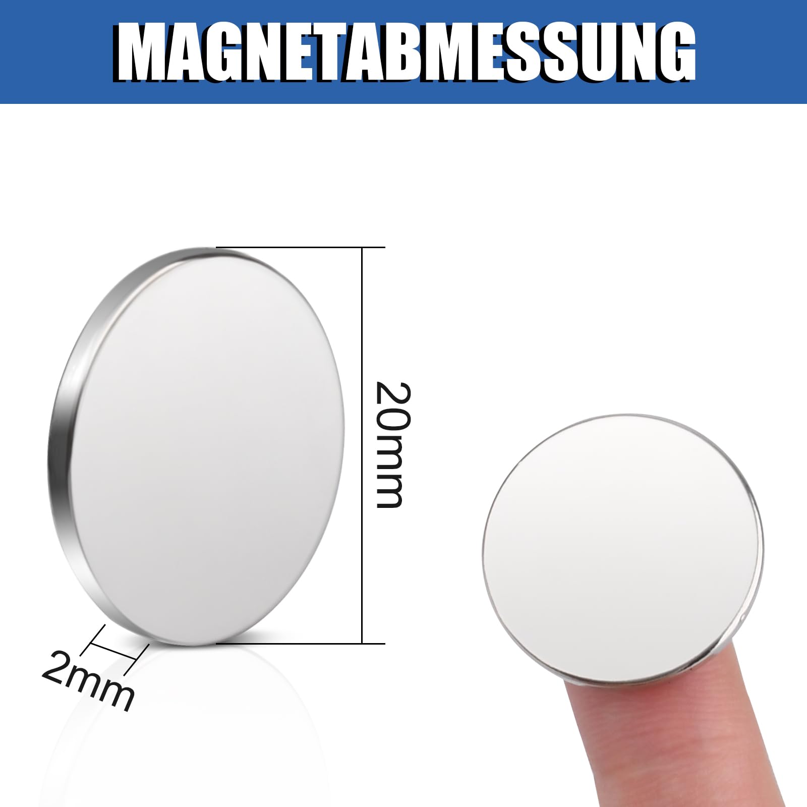 40 imanes fuertes de neodimio de 20 x 2 mm, imanes extrafuertes, grandes, redondos, fuertes para frigorífico, pizarra blanca, manualidades, oficina