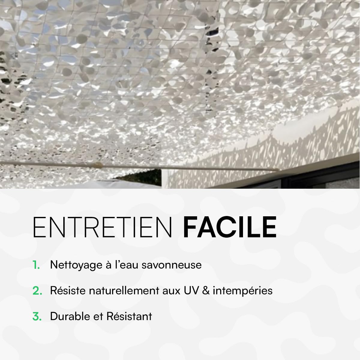 Rete mimetica militare rinforzata blu di alta qualità | protezione solare vela ombreggiatura anti-UV (Blanc, 3x4m)