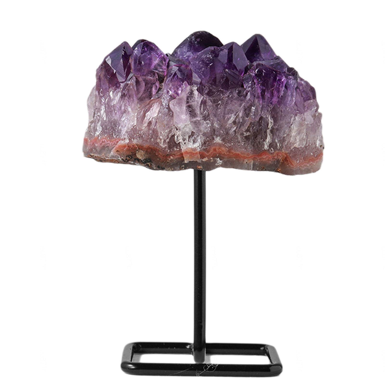 Amatista morada natural en soporte metálico ideal para mediación y Reiki