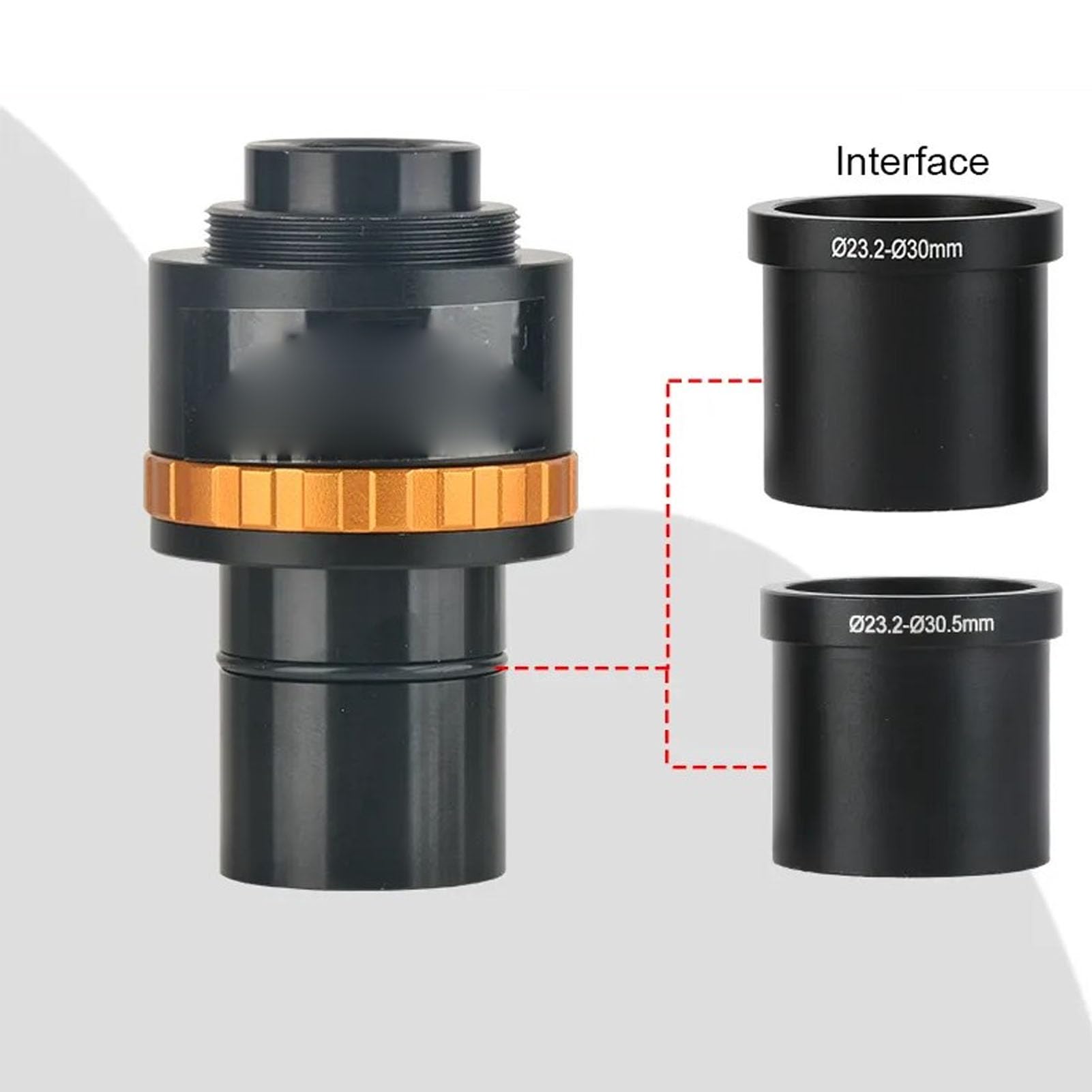 Ejoyous Oculare Elettronico per Microscopio, Lente per Oculare Digitale in Lega di Alluminio Messa a Fuoco Regolabile 0,5X con Adattatore da 23,2 Mm a 30 Mm 30,5 per Microscopio Biologico da