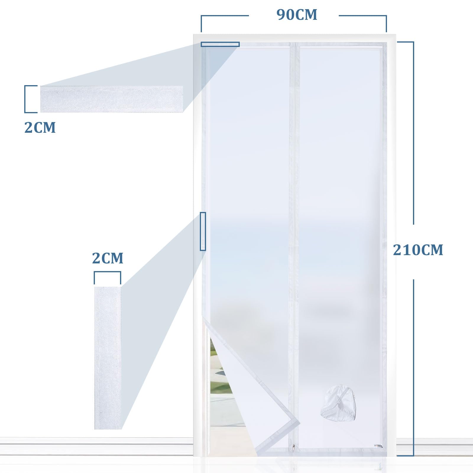 HOOMEE VP Türabdichtung für Mobile Klimaanlagen mit Abluftschlauch Verlängerung, 90x210cm