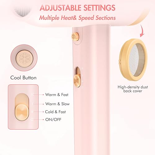 Miniatura 7 de ANIEKIN Secador de pelo, secador de pelo de secado rápido de 1875 vatios con difusor y concentrador, secador de pelo compacto y ligero para mujeres