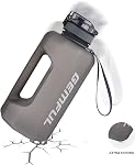 GEMFUL Bouteille d'eau de 2,2L/74oz avec poignée & Marquages temporels BPA Preuve gratuite demi Gallon bouteille de sport en plastique Jug pour la randonnée de gym & Formation Motivationnelle (Grey)