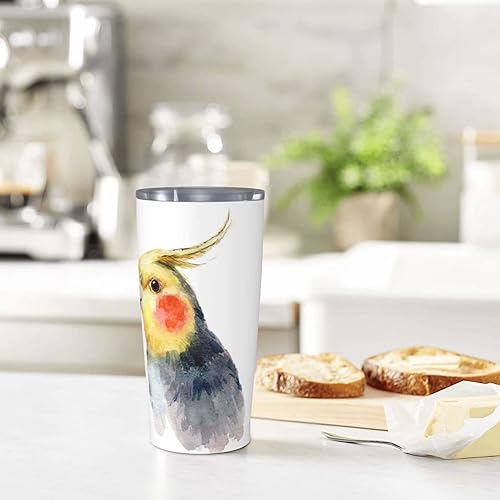 Miniatura 7 de Vaso de acero inoxidable con tapa y pajita, con diseño de pájaro de acuarela, cocatúa y pajita, taza de café aislada de 20 onzas y taza de té, taza