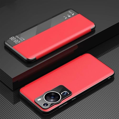 ZAGLDD Huawei P60 Pro �P�[�X �r���[ �N���A �X�}�[�g �E�B���h�E�A���O�W���A���[ �t���b�v �X���� �~���[ �n�[�h PC ���U�[ �t���b�v �ϏՌ� �ی�J�o�[ Huawei P60 Pro �g�ѓd�b�P�[�X (Vermelho)