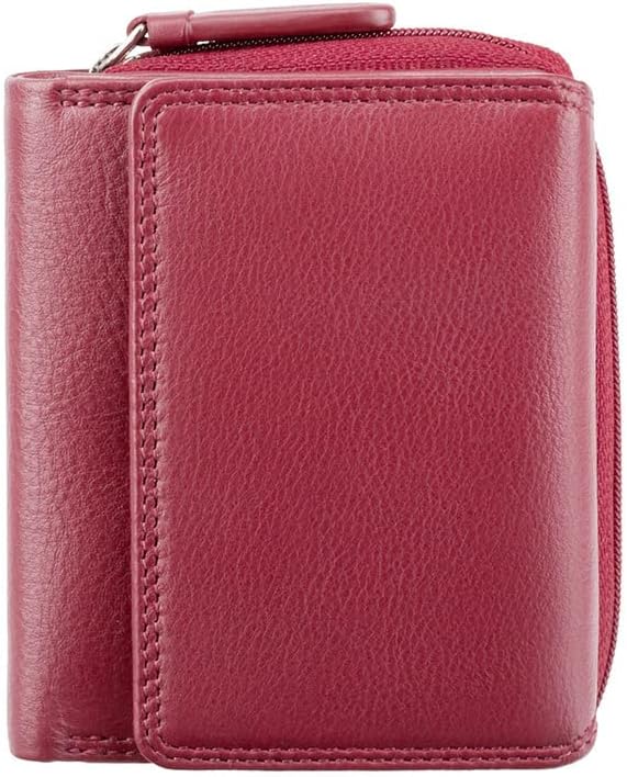 Heritage -30 Soft and Light Small Leather Trifold Wallet (Red)
