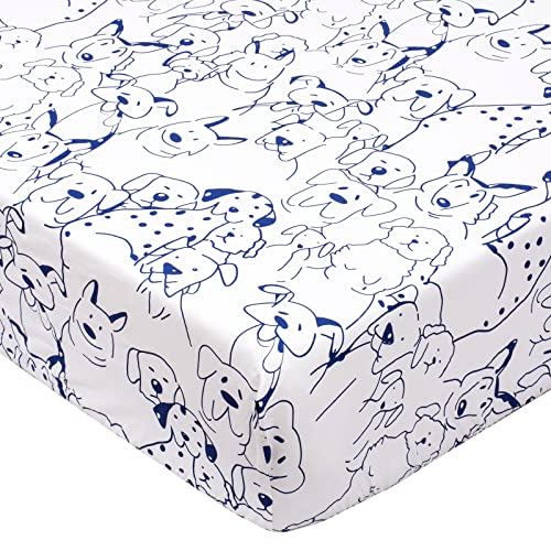 Image of UOMNY Crib Sheet 100% Cotton Fitted Crib Sheet Baby Sheet for Standard Crib and Toddler mattresses Nursery Bedding Sheet Crib Mattress Sheets for Boys 1 Pack Crib Sheets(Blue Dog)