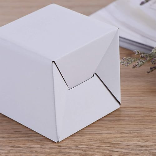 Miniatura 5 de Lainrrew 12 Pcs Shipping Boxes, 5x5x5Inches White Kraft Corrugated Cardboard Boxes Small Mailing Boxes Recyclable Cardboard Box Cube for Shipping