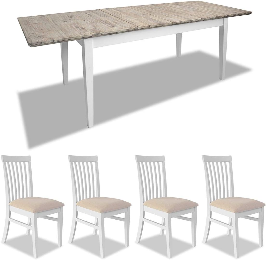 Florence large white extending dining table and 4 upholstered chairs. Kitchen dining table set ...