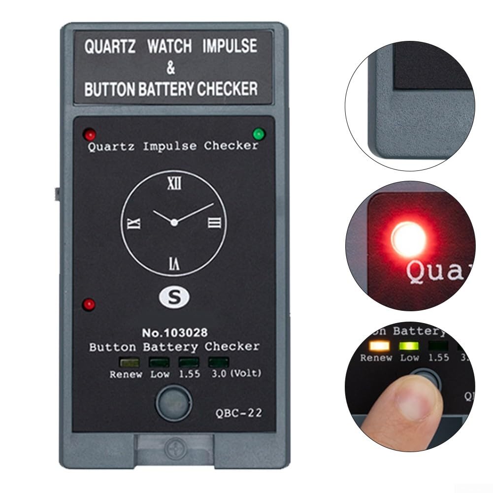 ReachMall Tester per orologio a doppio scopo QBC-22 Rilevatore di impulsi al quarzo e per misuratore di tensione della batteria per celle da 1,5 V 3 V strumento leggero