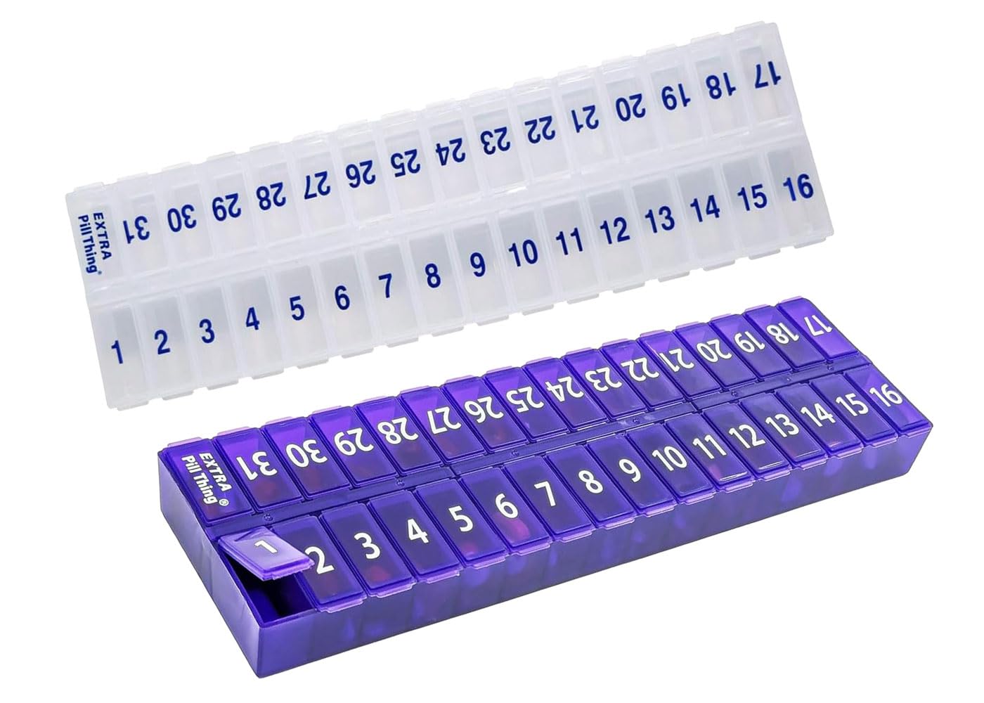 AM/PM 31 Day Once-a Day Monthly Pill Planner Organizers - Large Compartment Pill Boxes Store Medications for Entire Month Plus Compartment for Extra