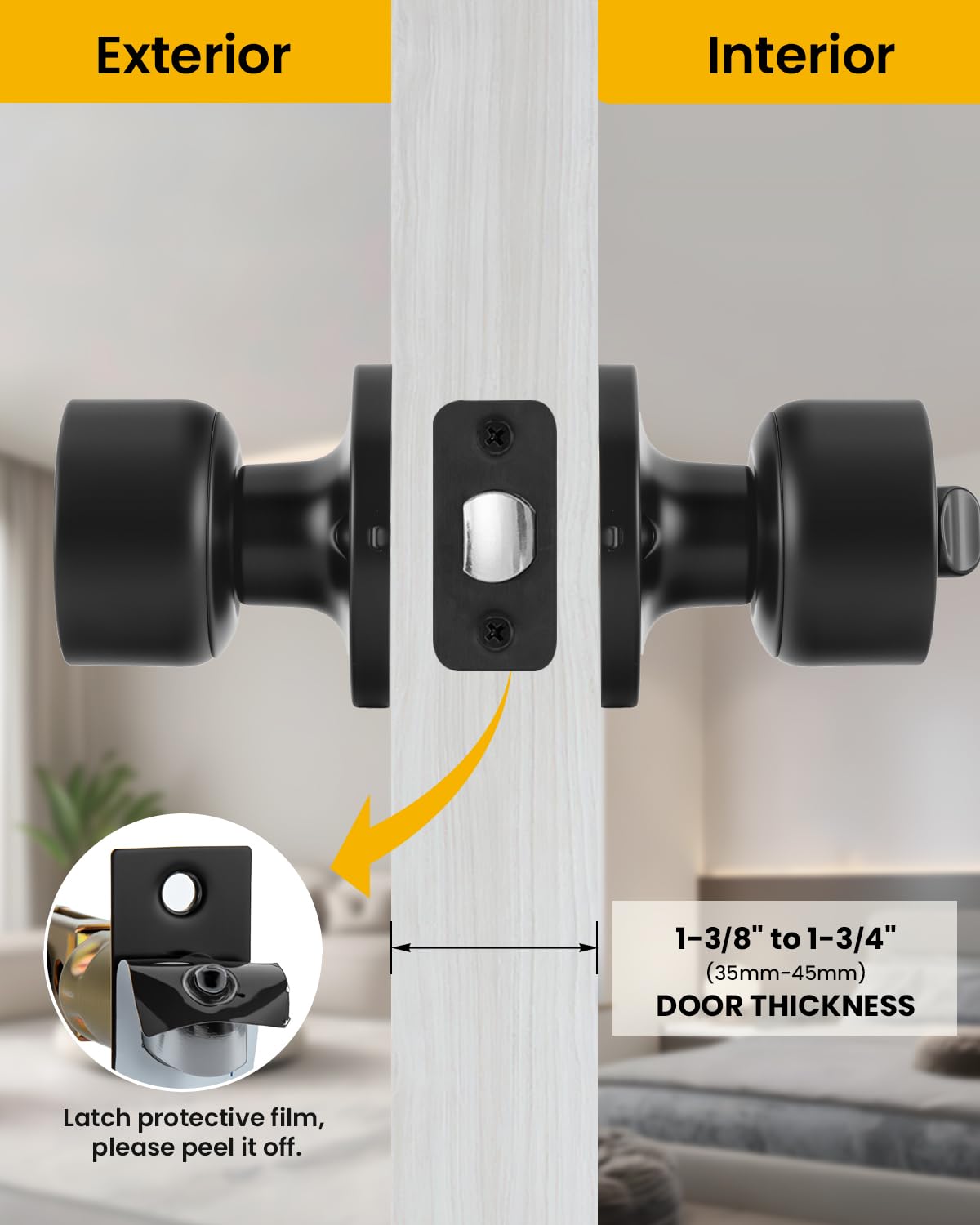 Goldenwarm Matte Black Privacy Door Knobs (10 Pack) -5