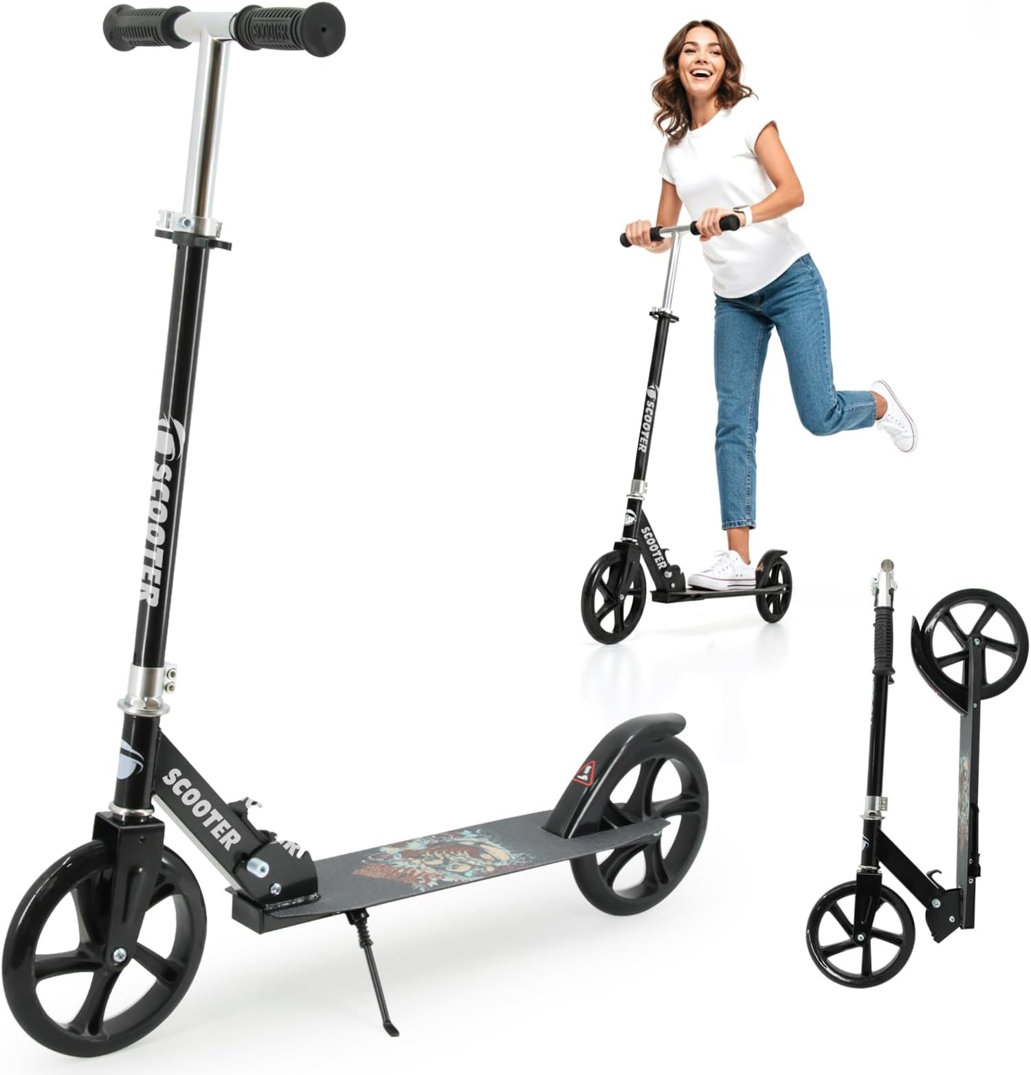 Kick Scooter for Ages 6+, Kids, Teens & Adults. Max Load 240 LBS. 8IN Big Wheels for Kids, Teens & Adults 3 Adjustable Levels