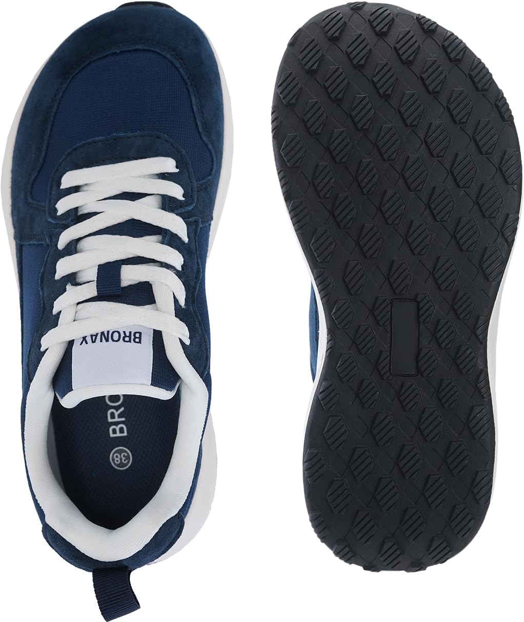 BRONAX Womens Wide Toe Box Athletic Casual Shoes | Suede-Detail Classic Design Sneakers - Image 2