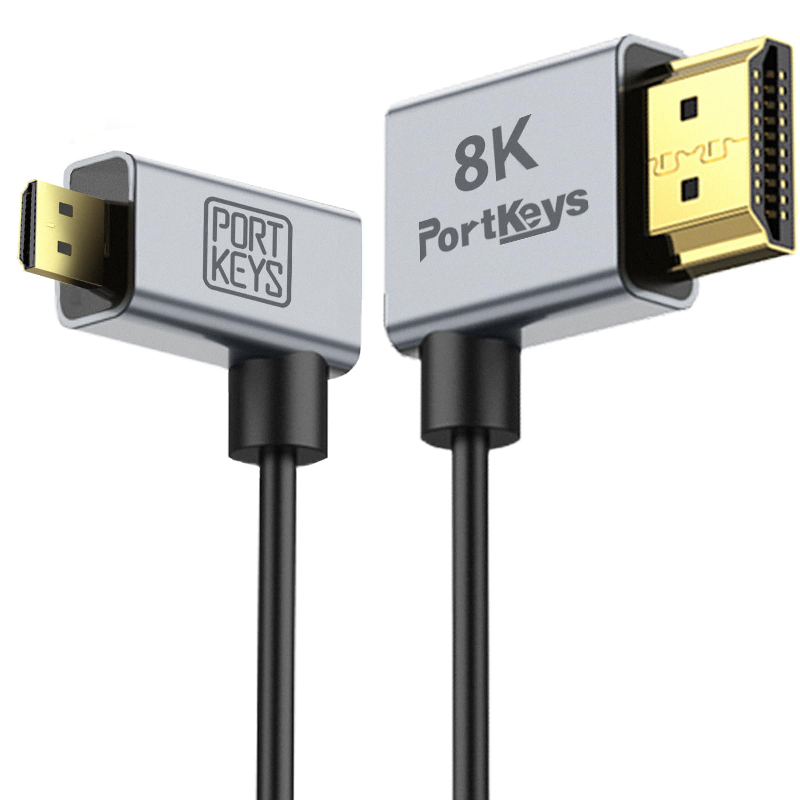 Portkeys 8K Ultra Thin HDMI Cable 2.5mm Diameter, A Slim Soft Cable 48Gbps Ultra High Speed HDMI 2.1 Cord 8K@60Hz, 4K@120Hz for Monitor, PS5, Xbox, PC
