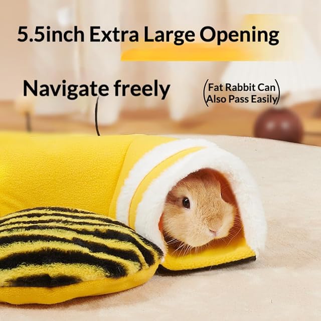Foto 4 de 8 de Cama tipo túnel de conejo, bonita forma de abeja, túneles y tubos extraíbles suaves para jaula