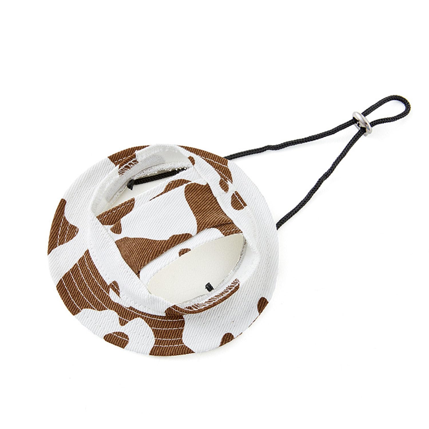 Dog Round Hat,Pet Outdoor Visor Bucket Hat,Adjustable Round Brim Dog Princess Hat for Cat Puppy Small Dog_M(Coffee White)