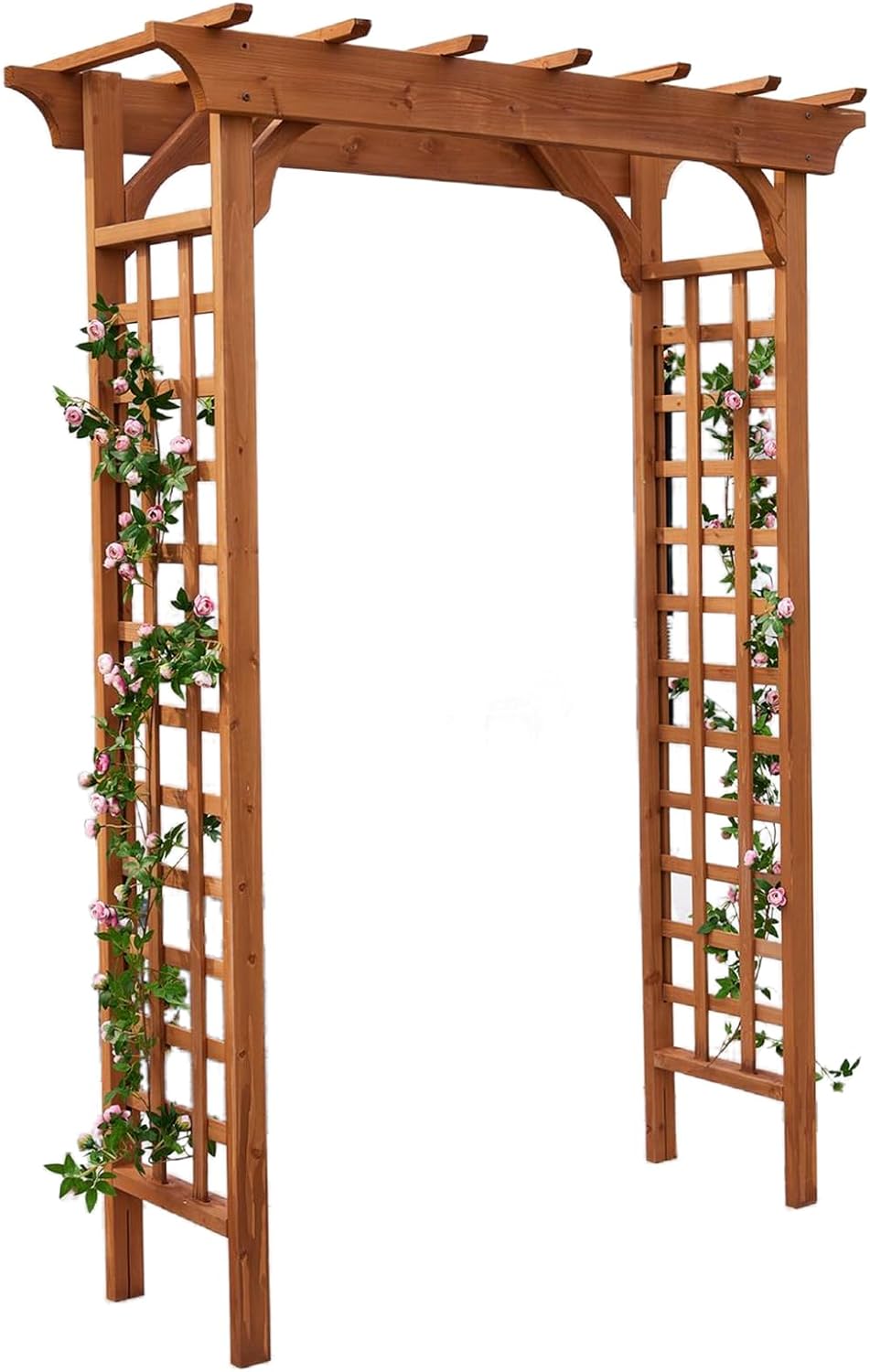 Solid Fir Wooden Garden Arch Premium Outdoor Trellis for Climbing Plants, 83.12”H×59”W×29.75’’D, Also can be Used for Wedding and Party Decoration