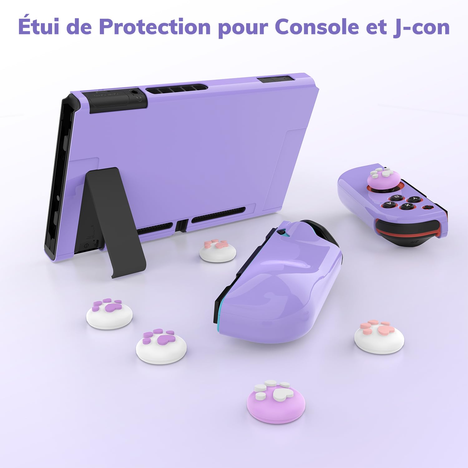 Younik Kit d'accessoires 14 en 1 pour la Switch, Grand étui de transport pour Switch 2017, étui de voyage pour Switch adapté à la console, poignée J-con et chargeur (Violet, Modèle de Bouton)