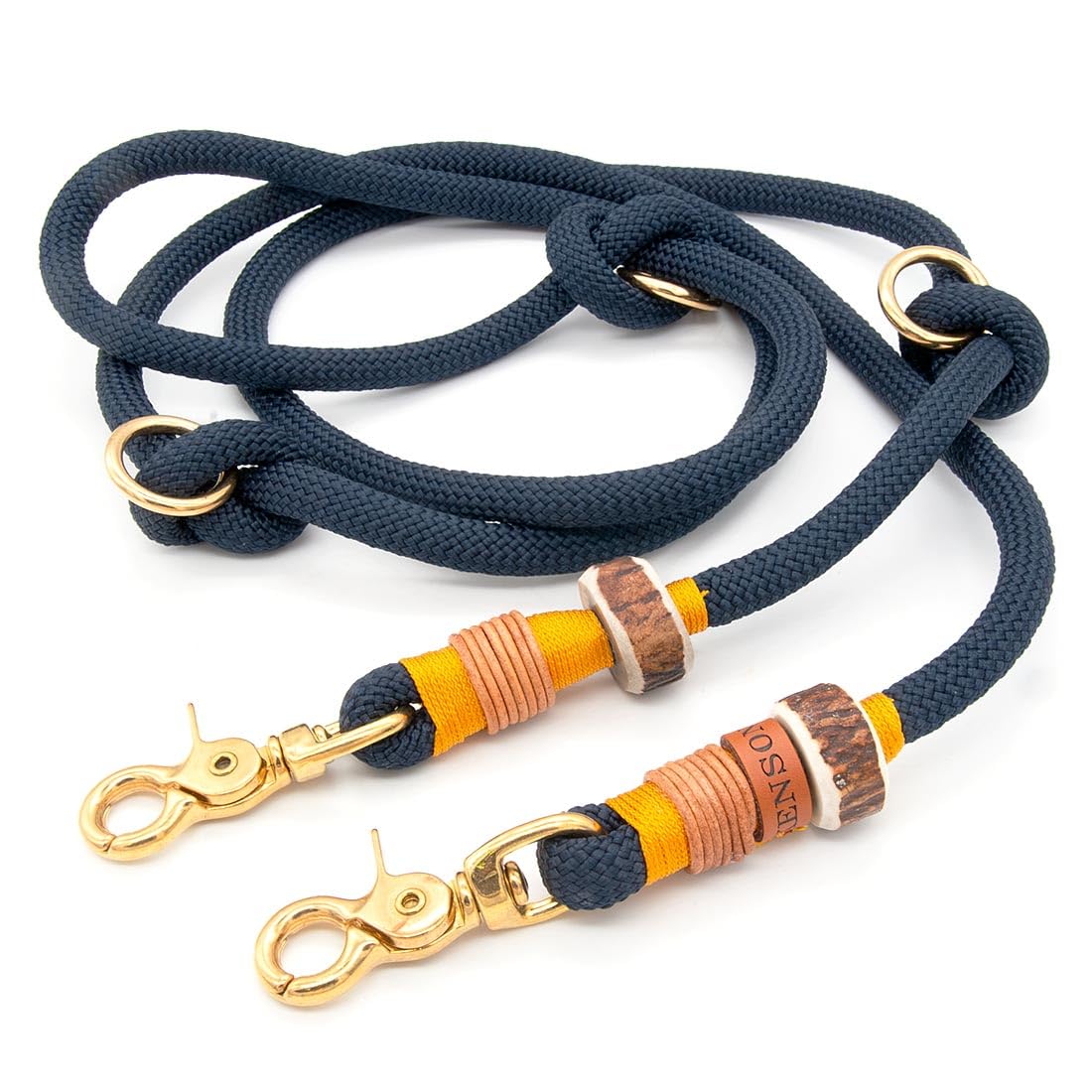 Hundeleine aus Tau | 1 cm dick | Midnight Sunburst | 2 m / 2,5 m / 3 m verstellbare Führleine, handgefertigtes Design, robust, für kleine & mittelgroße Hunde – blau