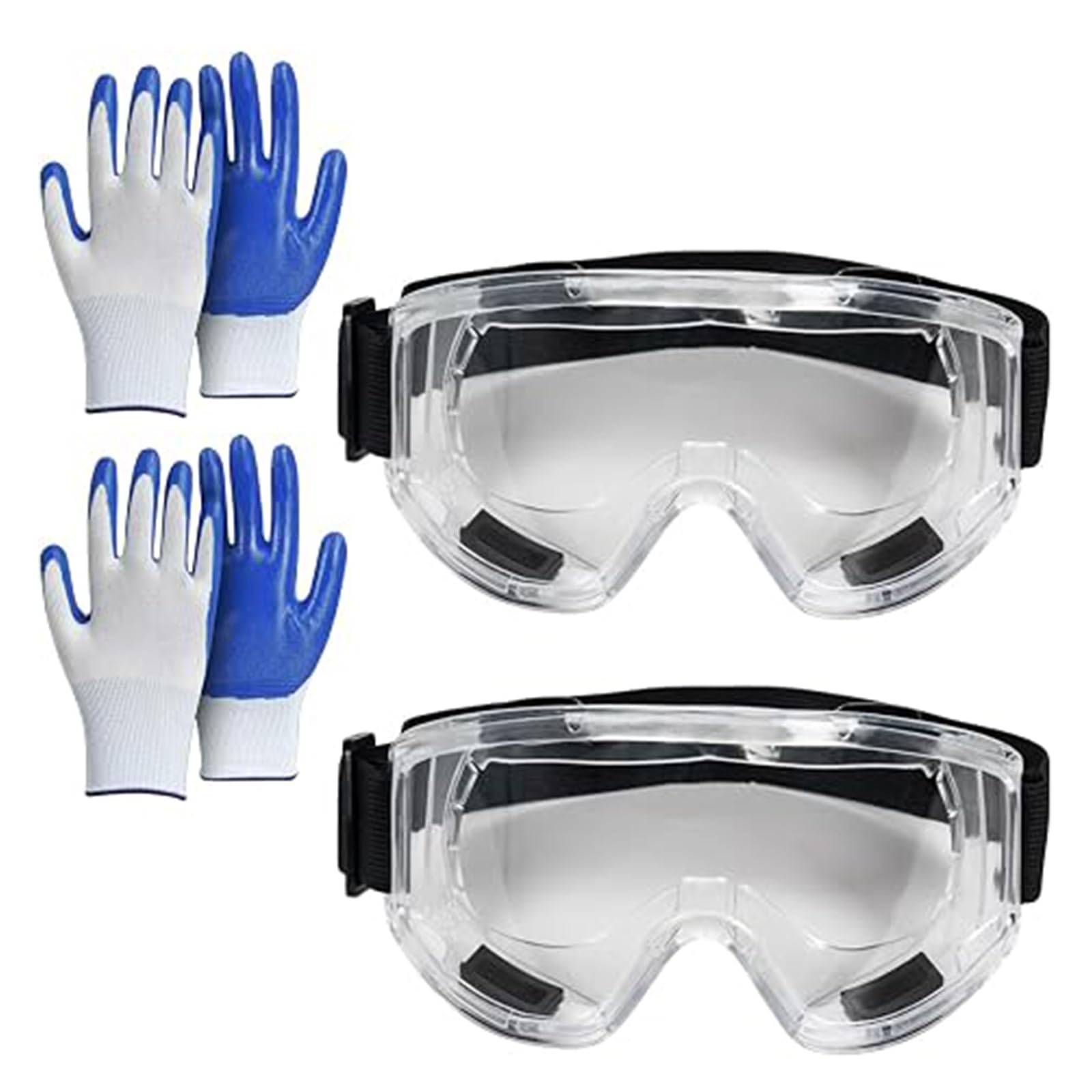 ZPSCXQ 2 Pcs Safety Goggles for Adults, Protective Goggles with Clear Anti-Fog Lenses, Ideal for DIY Work and Construction Site Protection, Includes 2 Pair Work Gloves