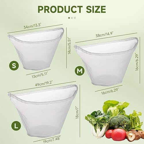 Miniatura 2 de Bolsa de tela de queso para colar, 3 piezas de tela de queso reutilizable con bordes cerrados, tela de malla fina, bolsas de leche de soja, bolsas