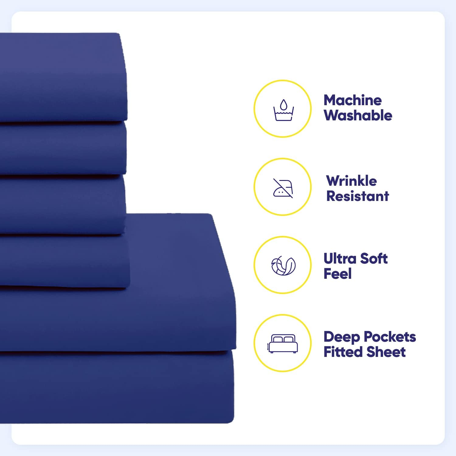 Sweet Home Collection 5 Piece Comforter Set Bag Solid Color All Season Soft Down Alternative Blanket & Luxurious Microfiber Bed Sheets, Royal Blue, Twin - Image 6