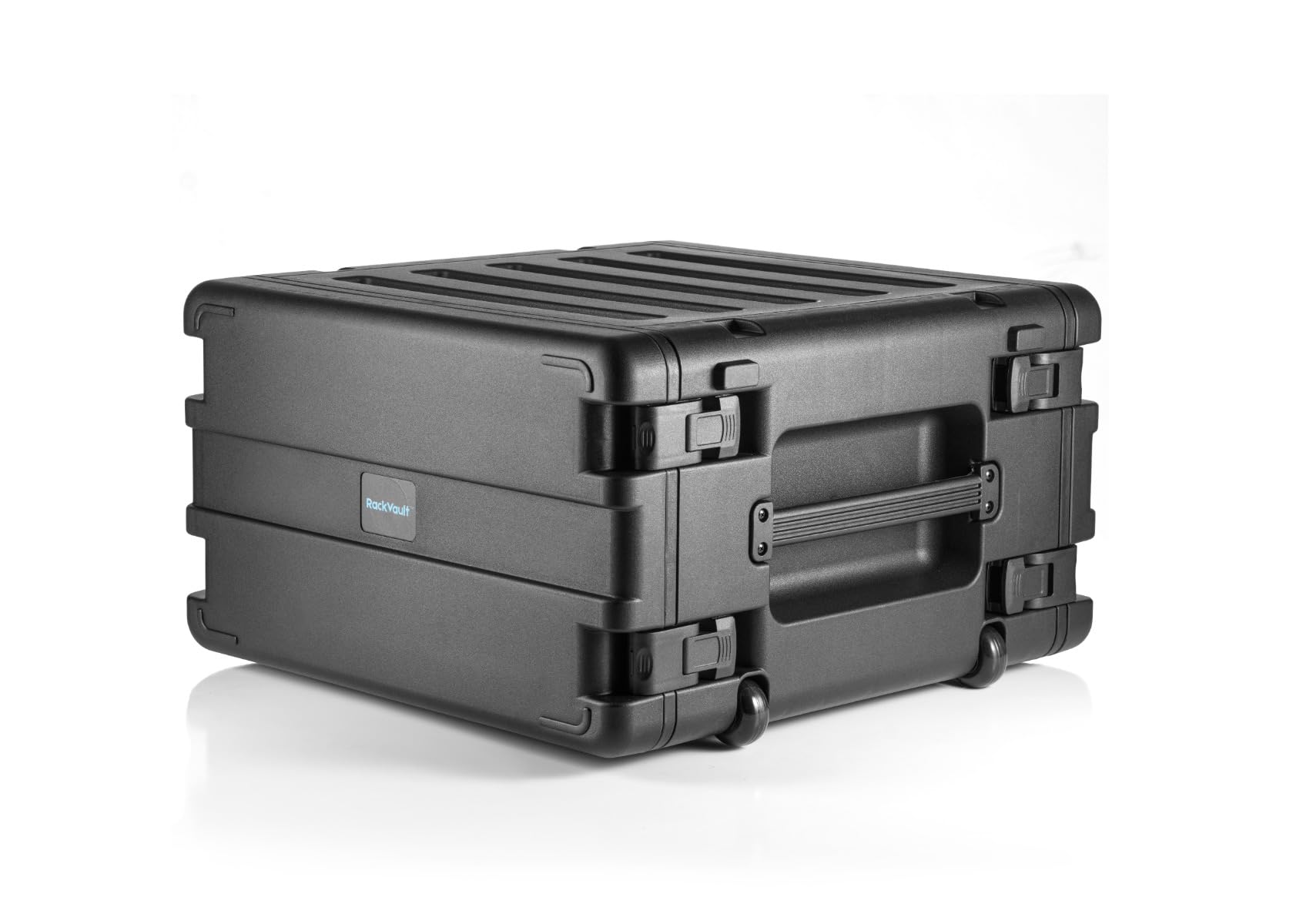 RackVault - Hartschalen Audiorack - 19 Zoll - 6U - 480 mm | mit Rollen und Trolley | Stapelbar Rack Gehäuse | Rackmount | Für industrielle und AV/Musik-Anwendungen | Schwarz