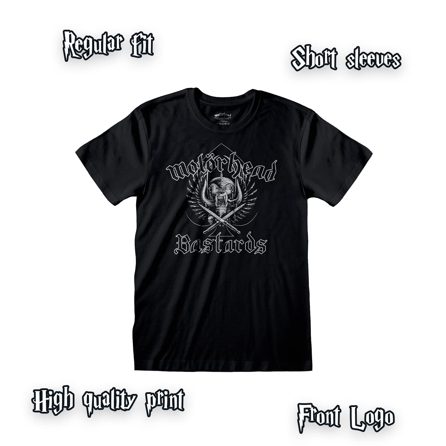 T-shirt Motorhead Bastards T-shirt Rock Officiel Noir Band Heavy Metal Coton Unisexe Adulte Garçon