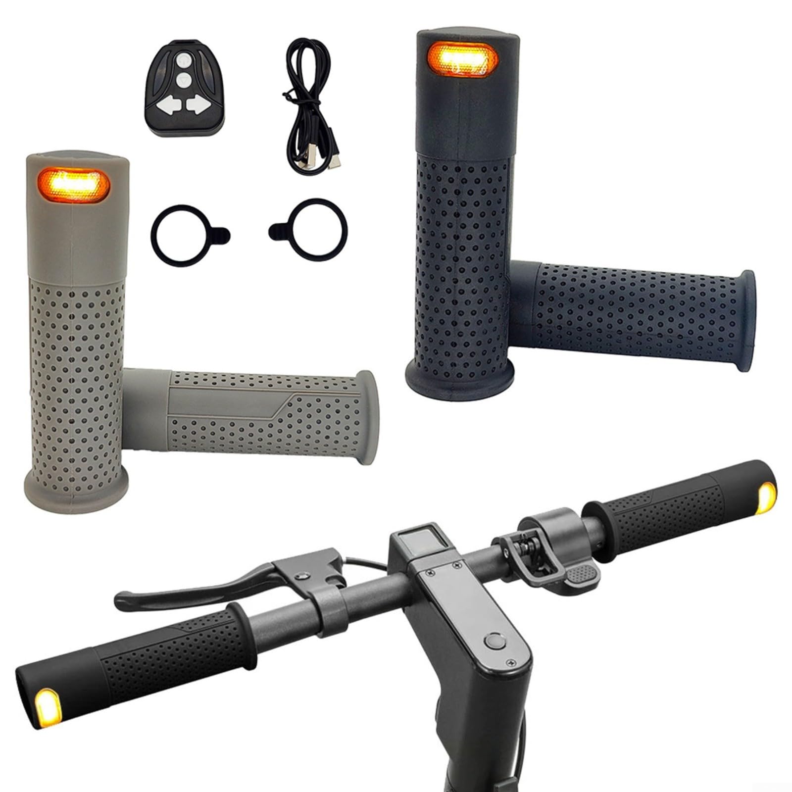 Manopole per manubrio di scooter elettrico, indicatori di direzione con indicatori di direzione integrati per Xiaomi M365 Pro 1S Pro 2 Mi3, in silicone antiscivolo, per guida notturna