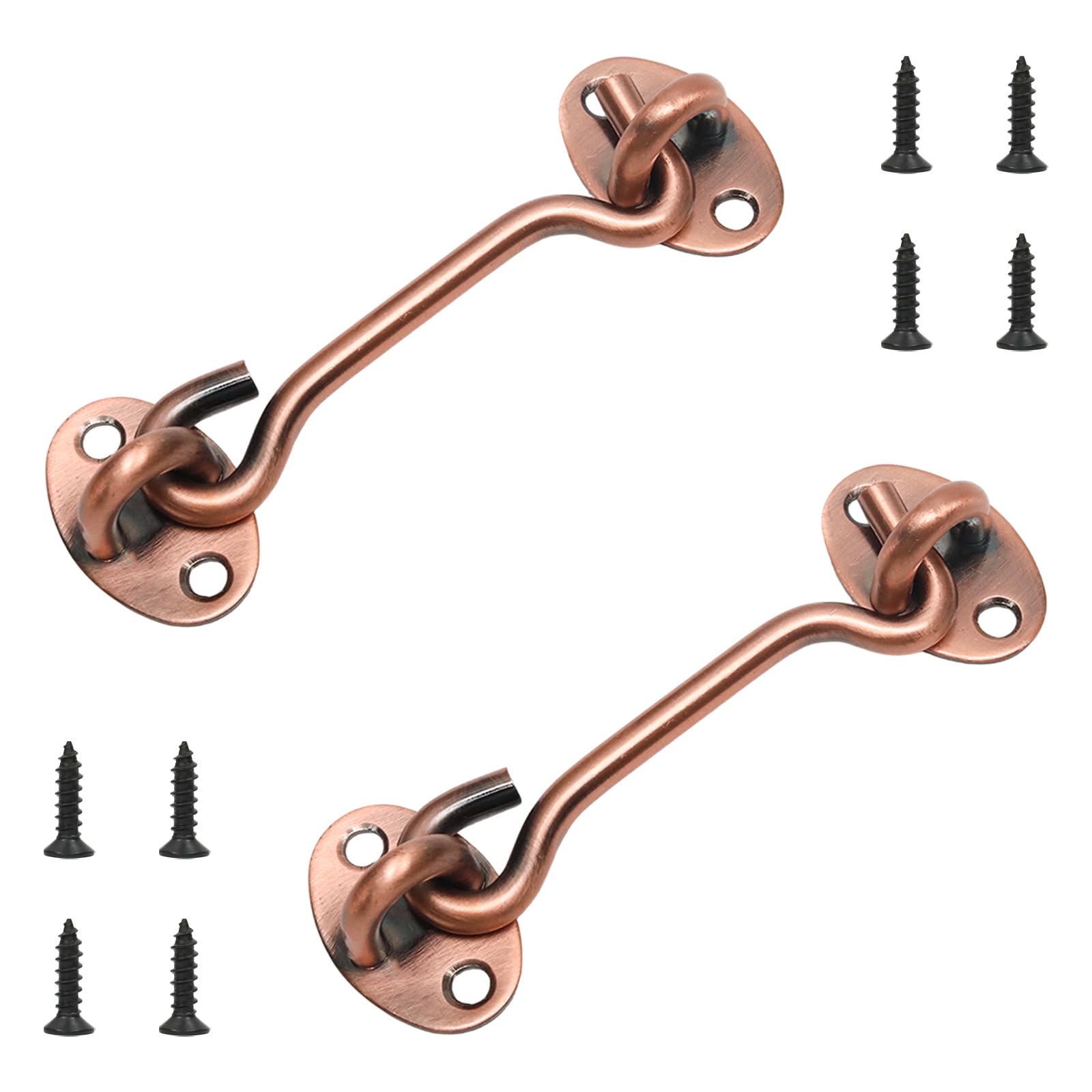 Mormchlots 2Pcs 4 Inch Red Bronze Stainless Steel Hook and Eye Latches