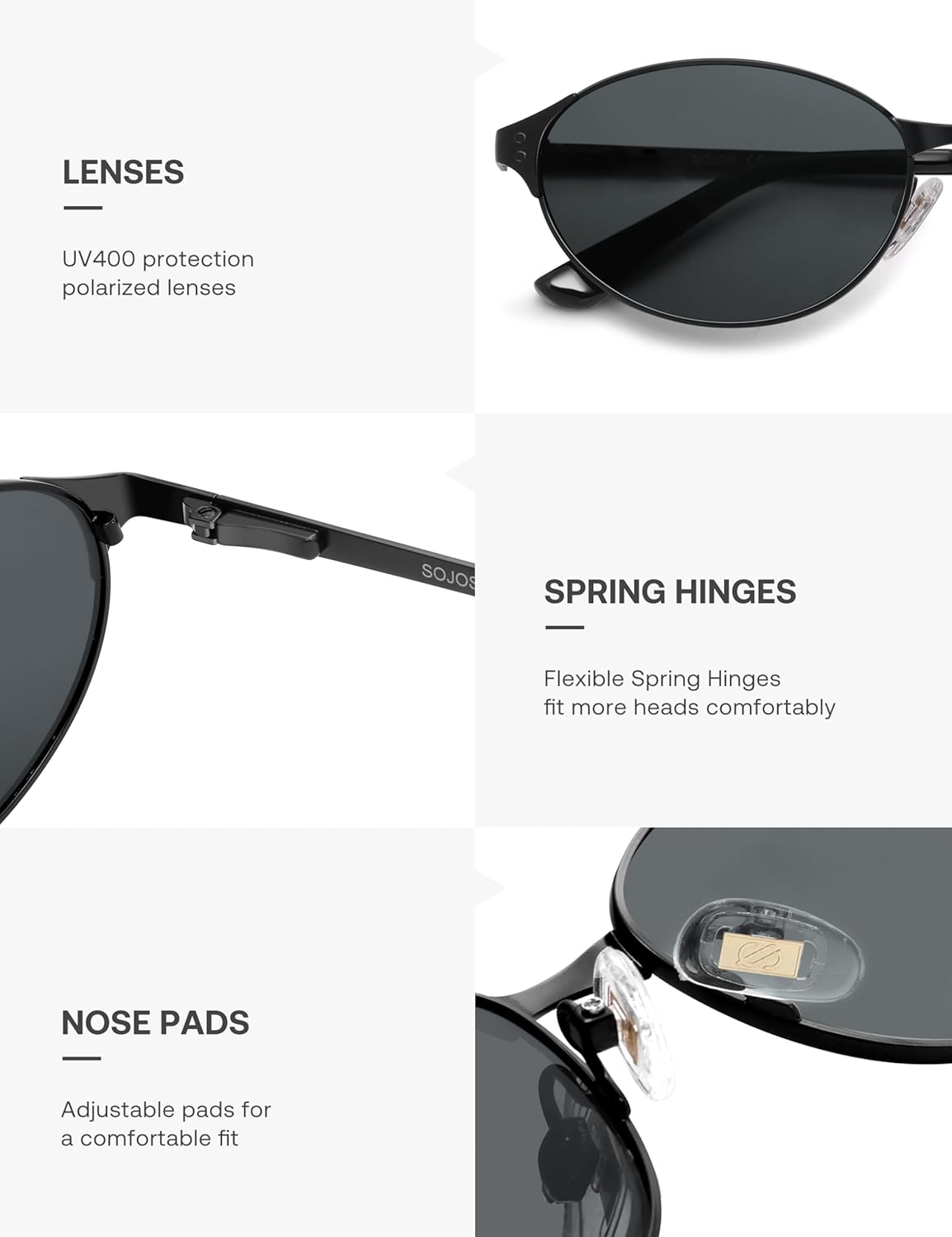 SOJOS Retro Oval Polarized Sunglasses for Women Men, Trendy Chic Cat Eye 90s Y2K Sunnies SJ1266 - Image 5