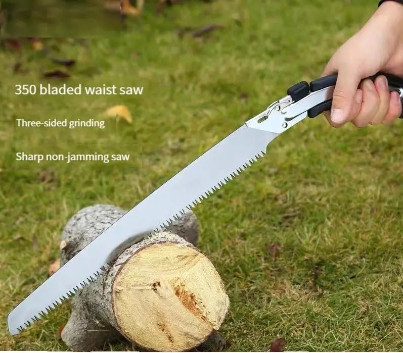 Image of Hand Pruning Saw - Curved Blade Tree Cutter with Blade Sleeve | Sharp Triple-Edge Teeth | Rust-Resistant Steel | Manual Saw for Gardening, Branch Cutting & Trimming (Pack-1)