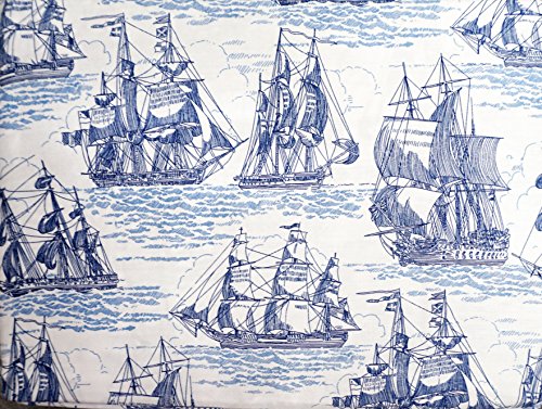 Max Studio Kids Blue on White Sailing Ship Sheet Set, Full Size