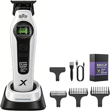 Professional Hair Trimmer with Ceramic Blades, 8000 RPM High Speed - Black, White, Green