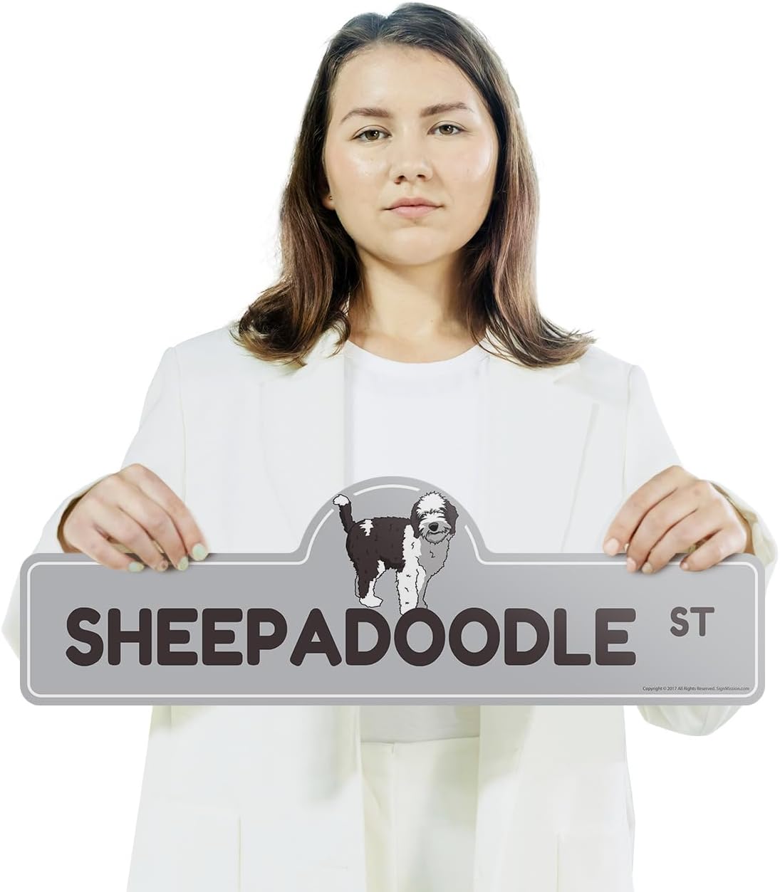 Sheepadoodle (3 Pack) Plastic Street Sign Crossing Sign Warning Sign Vintage Rustic Beware Warning Xing Dog Breed Pet Cute Loyal Animal Friendly Family House Decor Rustic Fun