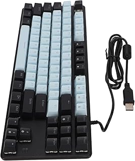 ANGGREK 87 Key Mechanical Gaming Keyboard, RGB Backlight, Blue Switch, Ergonomic Design, Metal Panel, USB Wired for Laptop Desktop Computer, Compatible with Windows, OS (Blue Black)