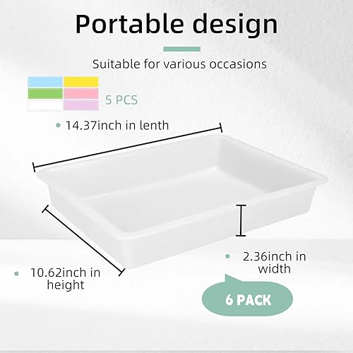 Miniatura 2 de Turn in Trays Classroom, 6 Pack White Paper Trays for Classroom with Colorful Labels, Thick Plastic Storage Bins,Paper Bins for School, Office