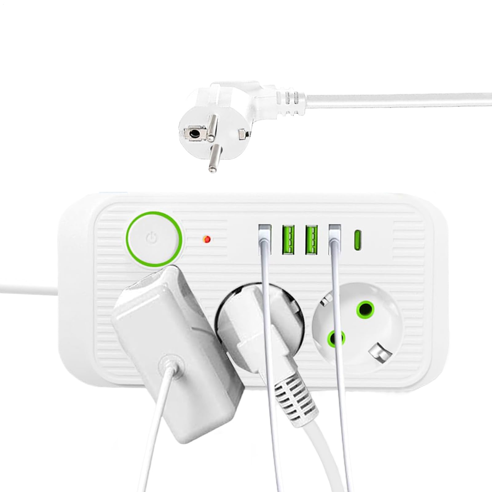 Extension Cord Flat Wall Plug,45° Angle Arrangement Flat Plug Extension Cord | 8 In 1 Surge Protector Strip, Strip, Safety Protection, For Home, Living Room