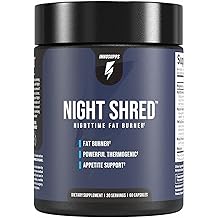 Night Shred Fat Burner and Natural Sleep Support | Ashwaganda, 5-HTP, CLA, Melatonin | Appetite Suppressant | Weight Loss Support Nighttime Fat Burning (60 Vegetarian Capsules)