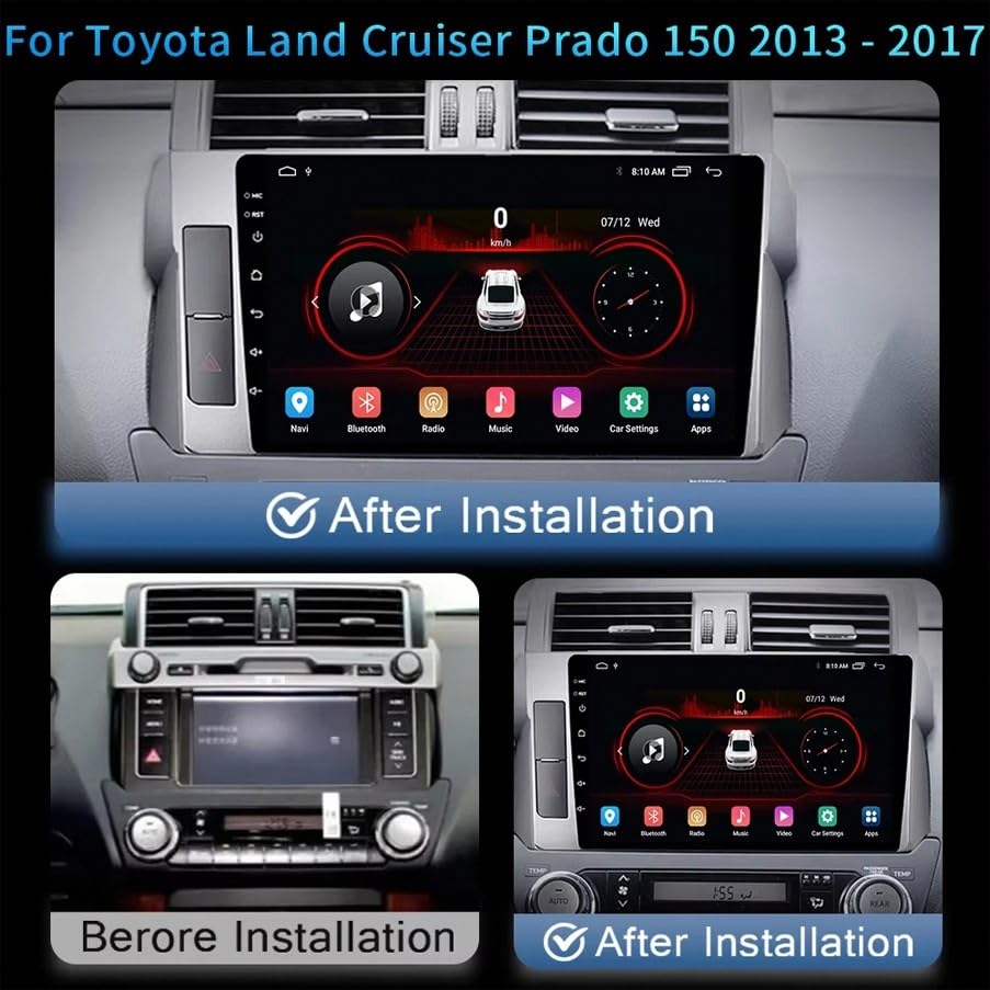 Pantalla Toyota Prado 150 para solucionar la falta de mapas y música por Bluetooth 2