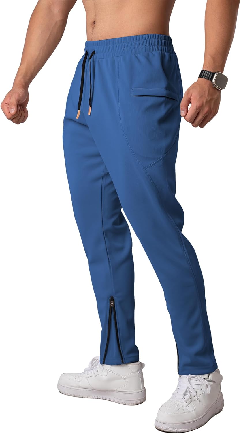 MAIKANONG Men's Workout Pants with Zipper Pockets Tapered Sweatpants for Casual Gym Running Jogger Track Pants - Image 3