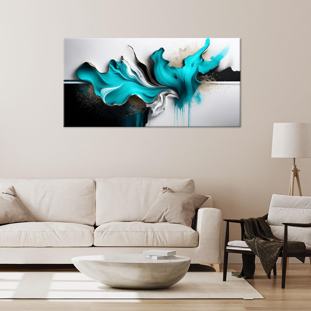 Feeby Cuadro - Cuadros Para Dormitorios - Abstracción turquesa, efecto 3D - 120x60 cm - Decoracion Pared - Para el Dormitorio y la Sala de Estar