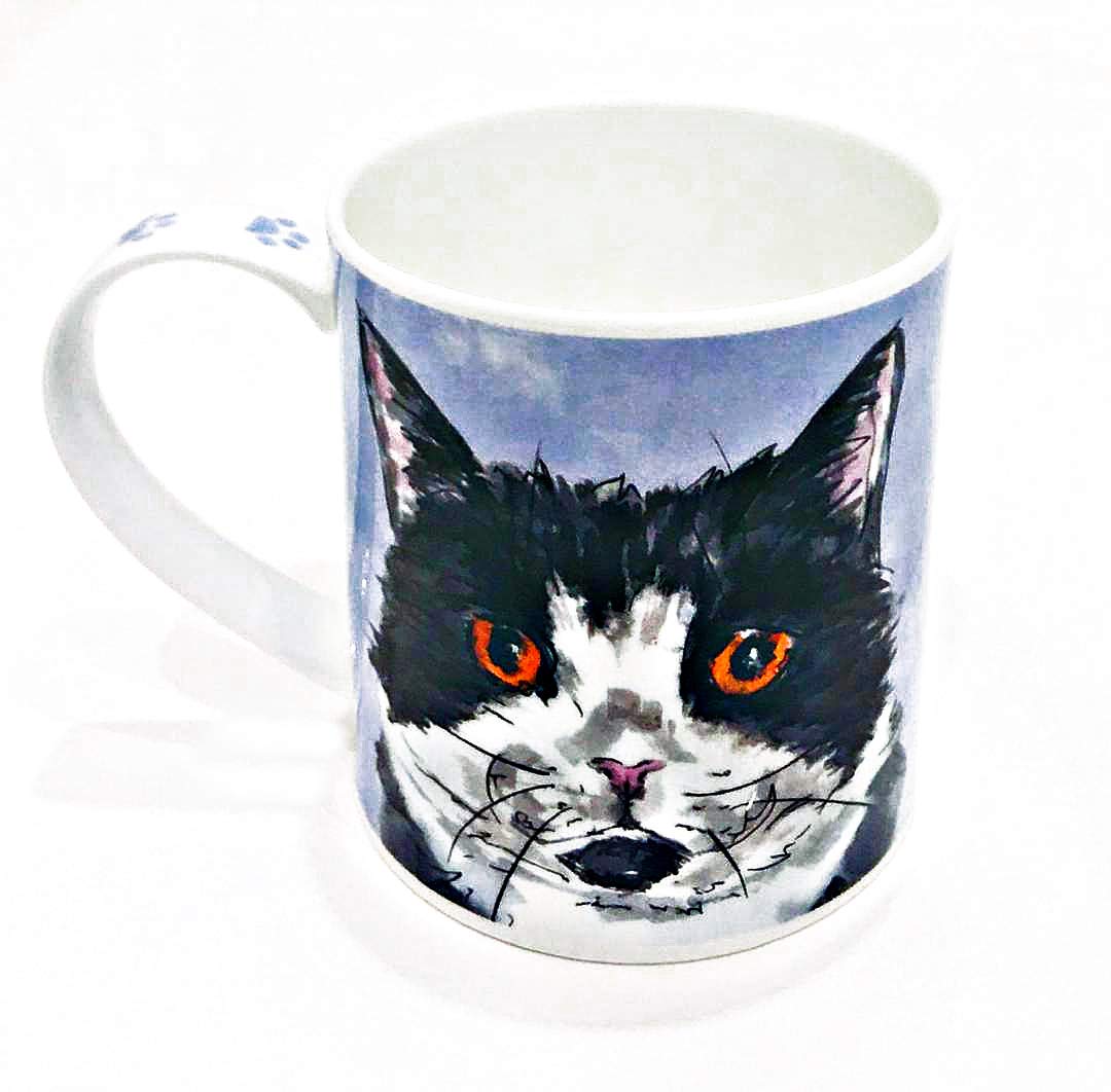 Dunoon Cat Kitty"Pawtraits" Bone China Coffee Mug by Dawn Critchley