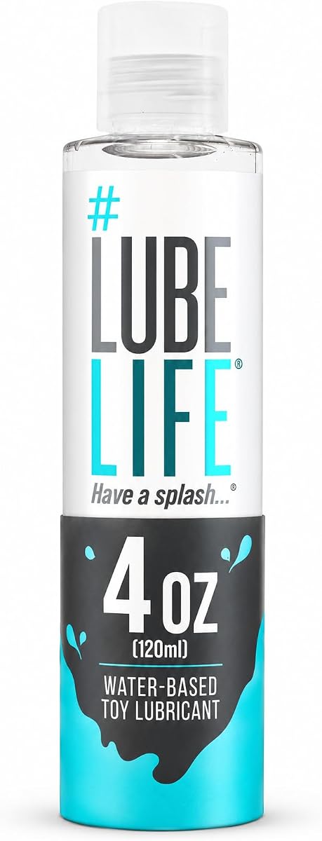 Lubricante de juguete a base de agua LUBELIFE, lubricante personal, seguro para juguetes 4 fl oz | Deslizante a base de agua apto para juguetes, no mancha, compatible con condones, práctico tamaño de viaje, para hombres, mujeres y parejas, fácil limpieza con agua